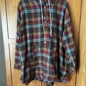 Chic Soul Multicolor Plaid Hooded Top